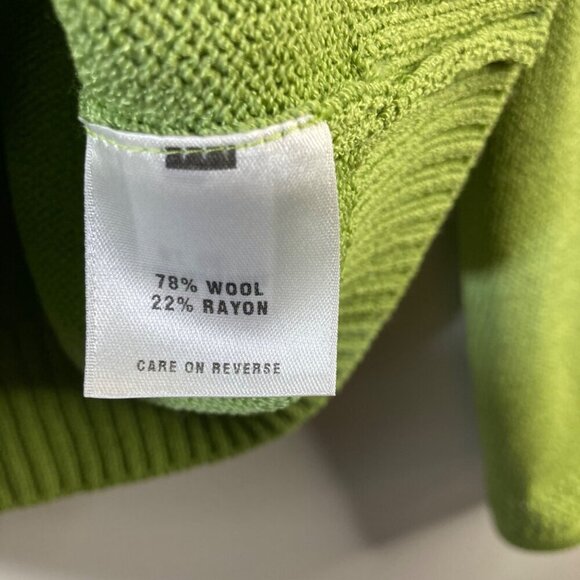 Womens Vintage St John Sport Knit Wool Hooded Zip Cardigan Green L Wool Rayon - Picture 9 of 10